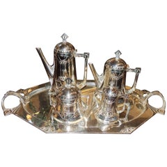 Silver Tea and Coffee Set WMF Art Nouveau Jugendstil Five-Piece