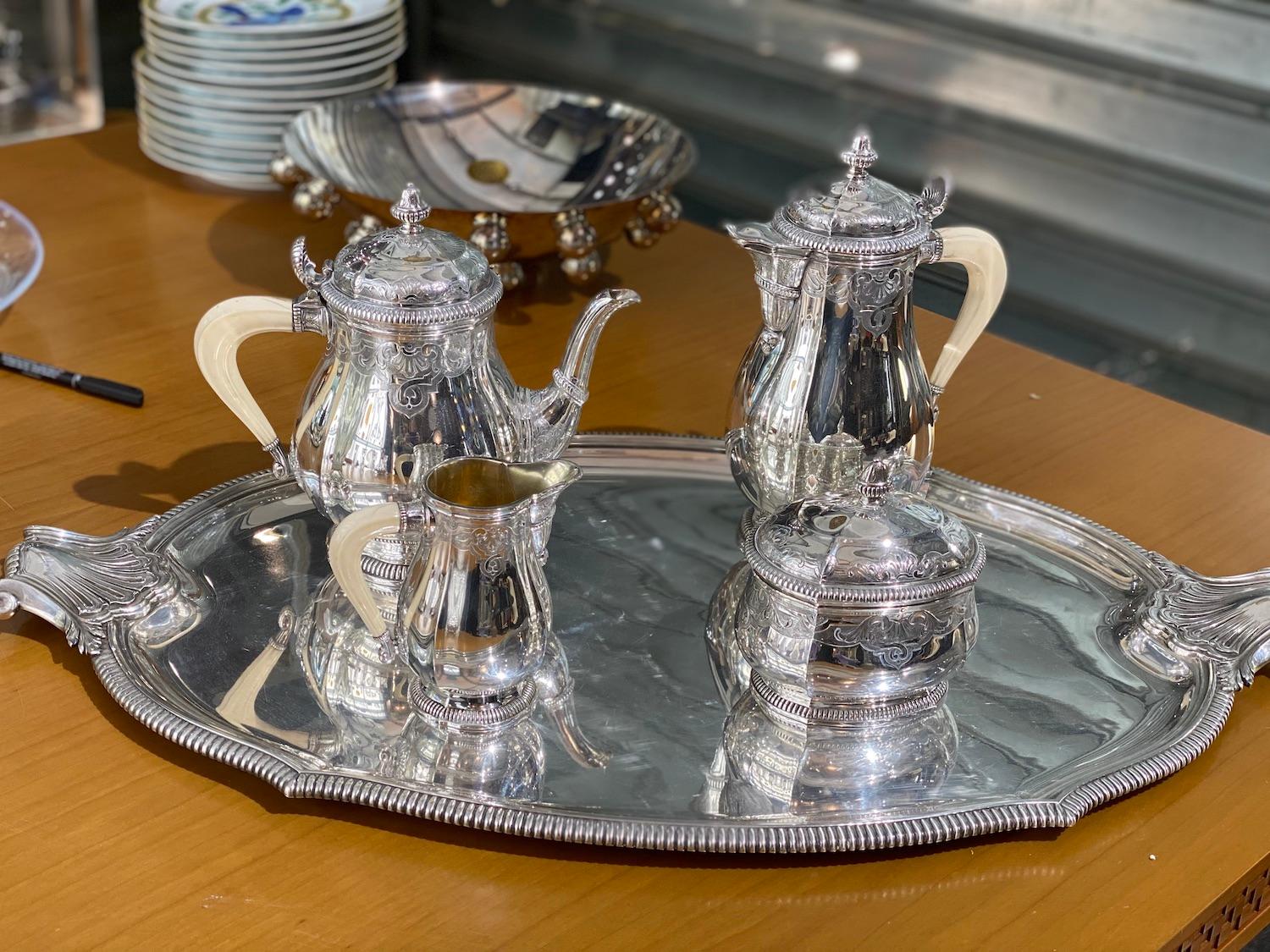 19th Century Silver Tea / Coffee Set 4 Pieces and tray