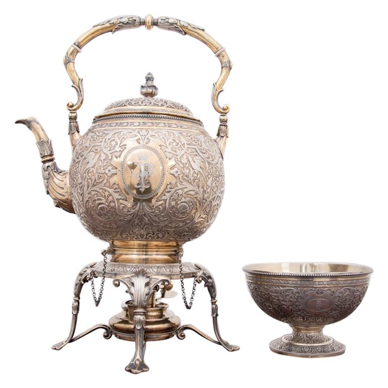 Silver Teapot with Drip Cap, Master Feature "K and S", Year 1878