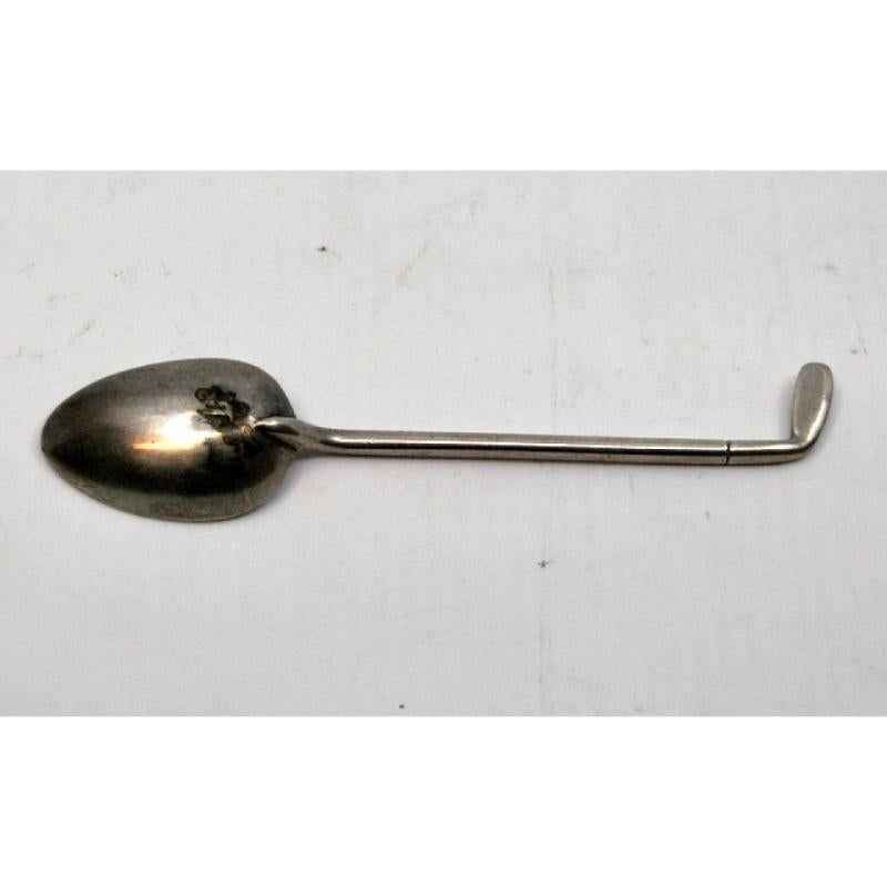 Silver teaspoon shaped like a golf club handle en Bueno estado para la venta en Porto, PT