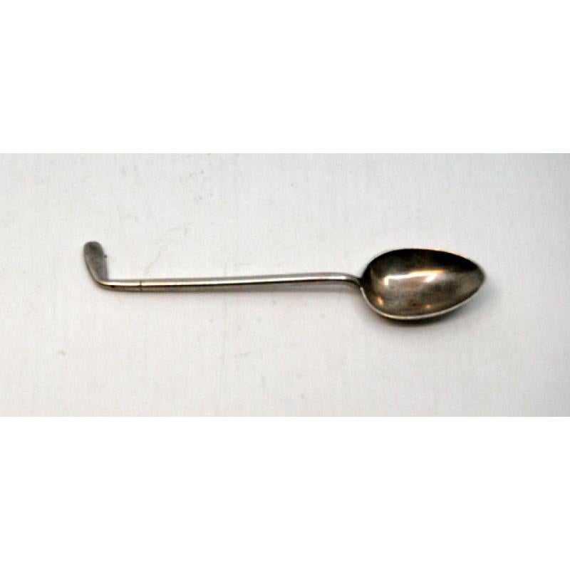 Silver teaspoon shaped like a golf club handle en venta 1