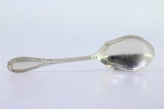 Silver teaspoon with pearls on the handle and engraved ladle