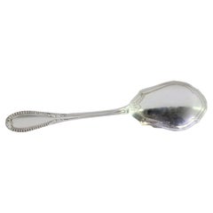 Silver teaspoon with pearls on the handle and engraved ladle