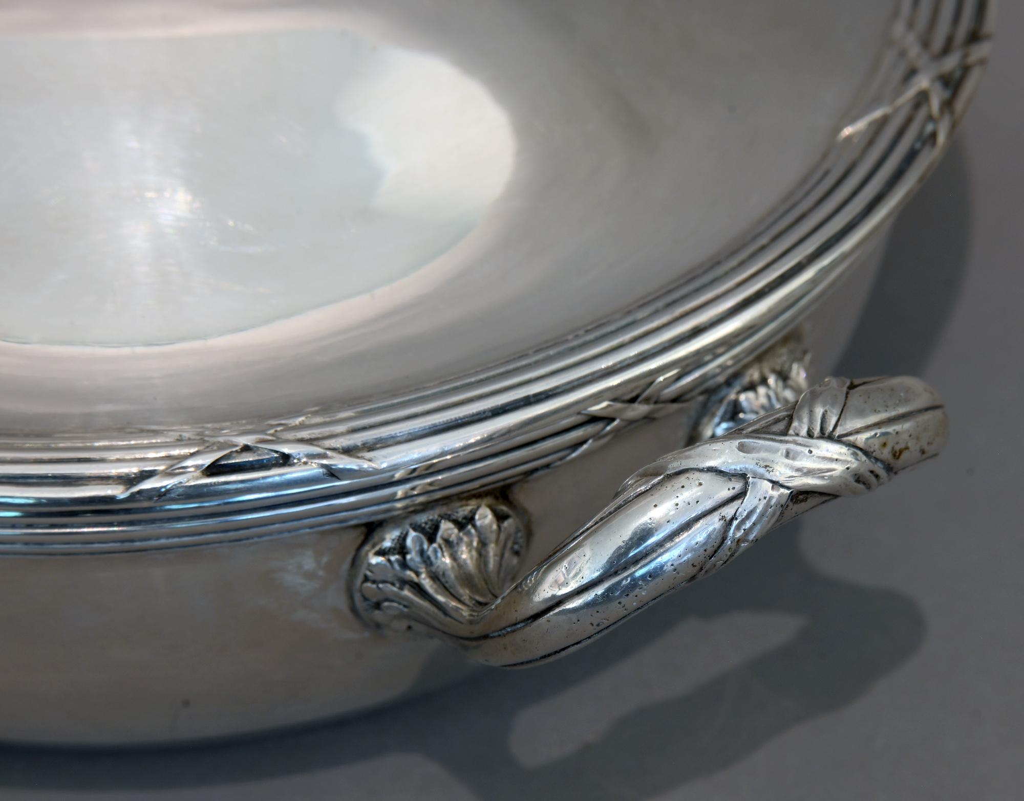 Silver Terrine Silver 900 Classical Decor circa 1870 German  1.65 Kilo Silver 3
