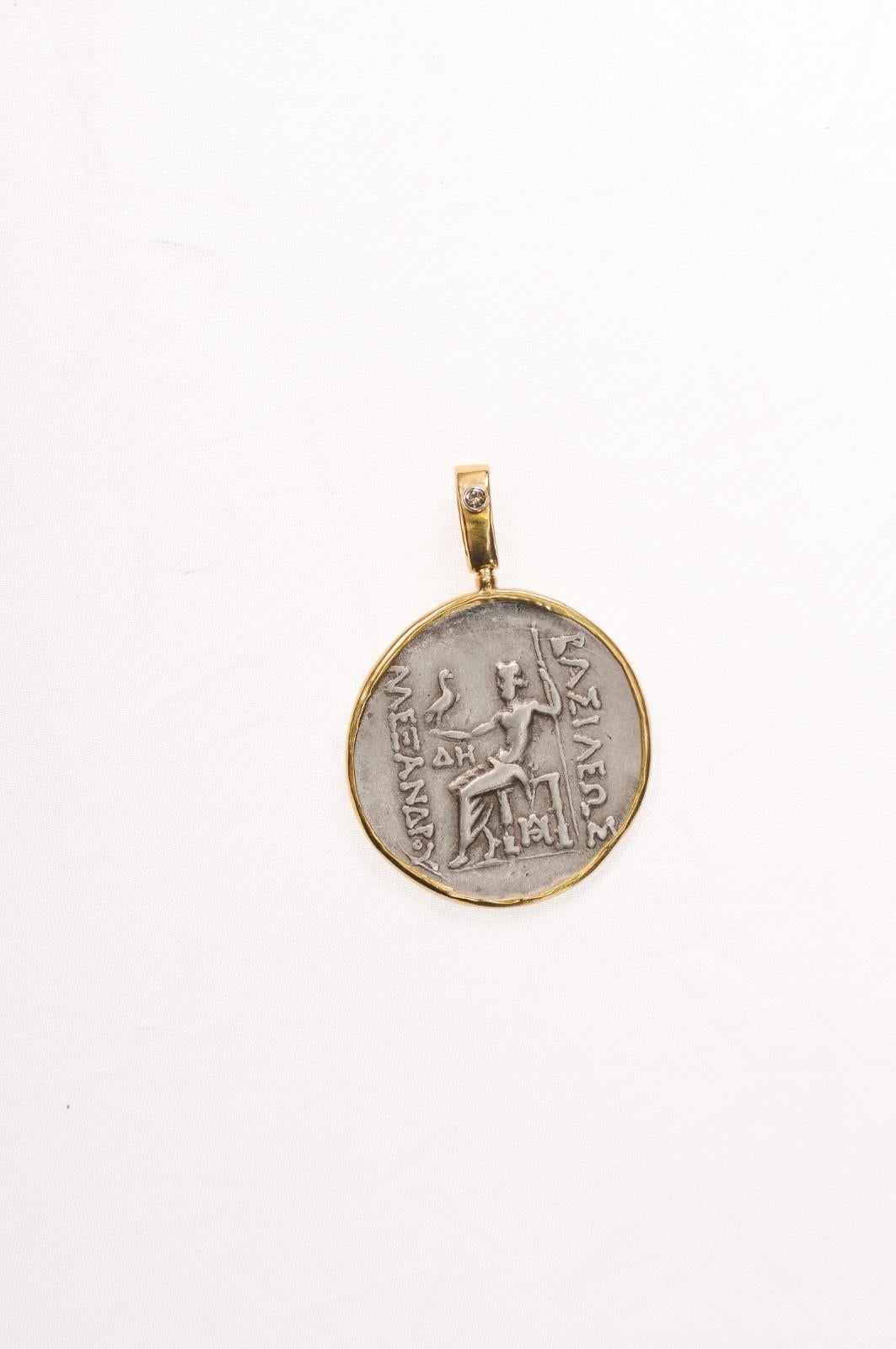 Taglio rotondo Ciondolo Tetradramma in argento 22kt (solo il ciondolo) in vendita