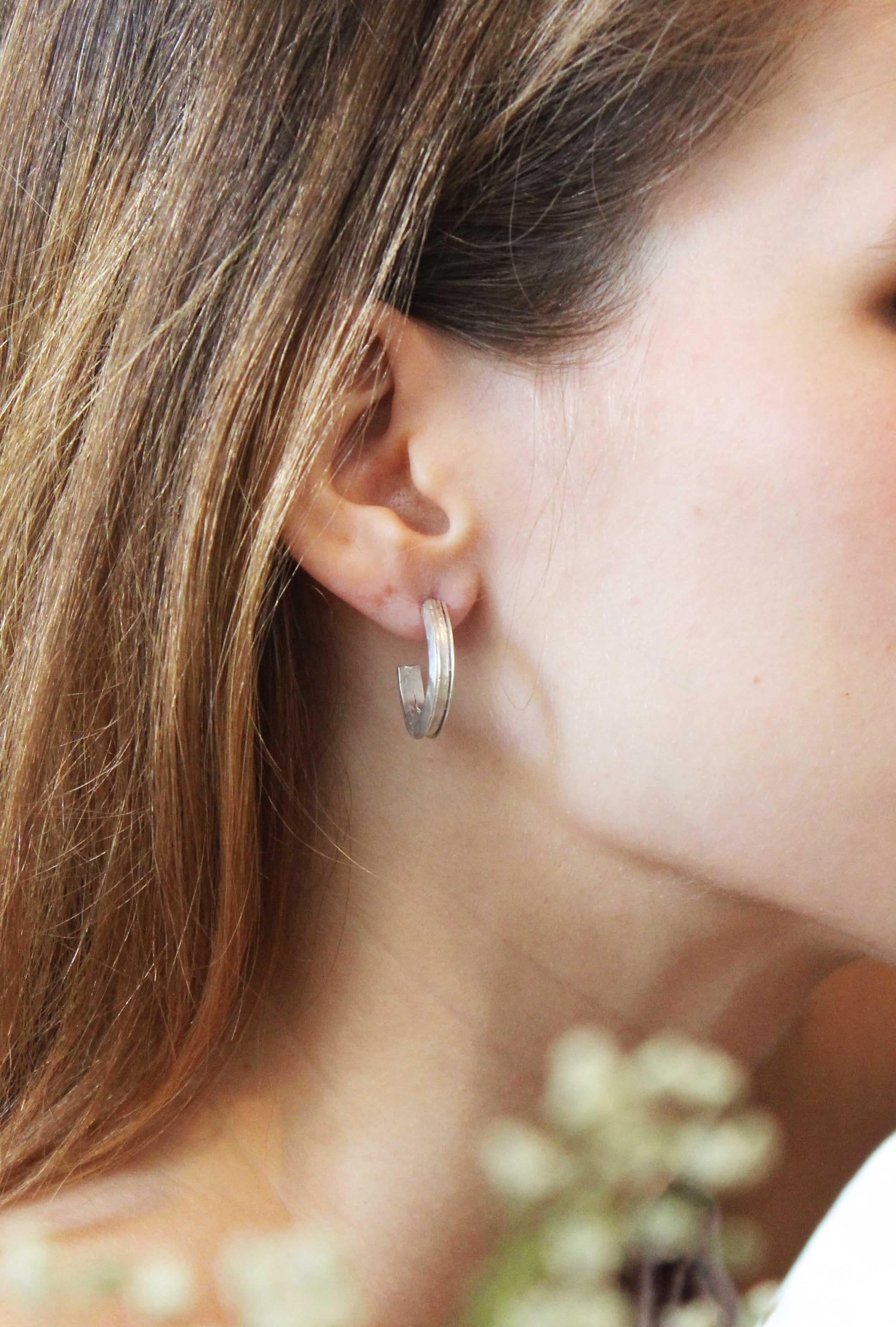 silver textured hoop earrings