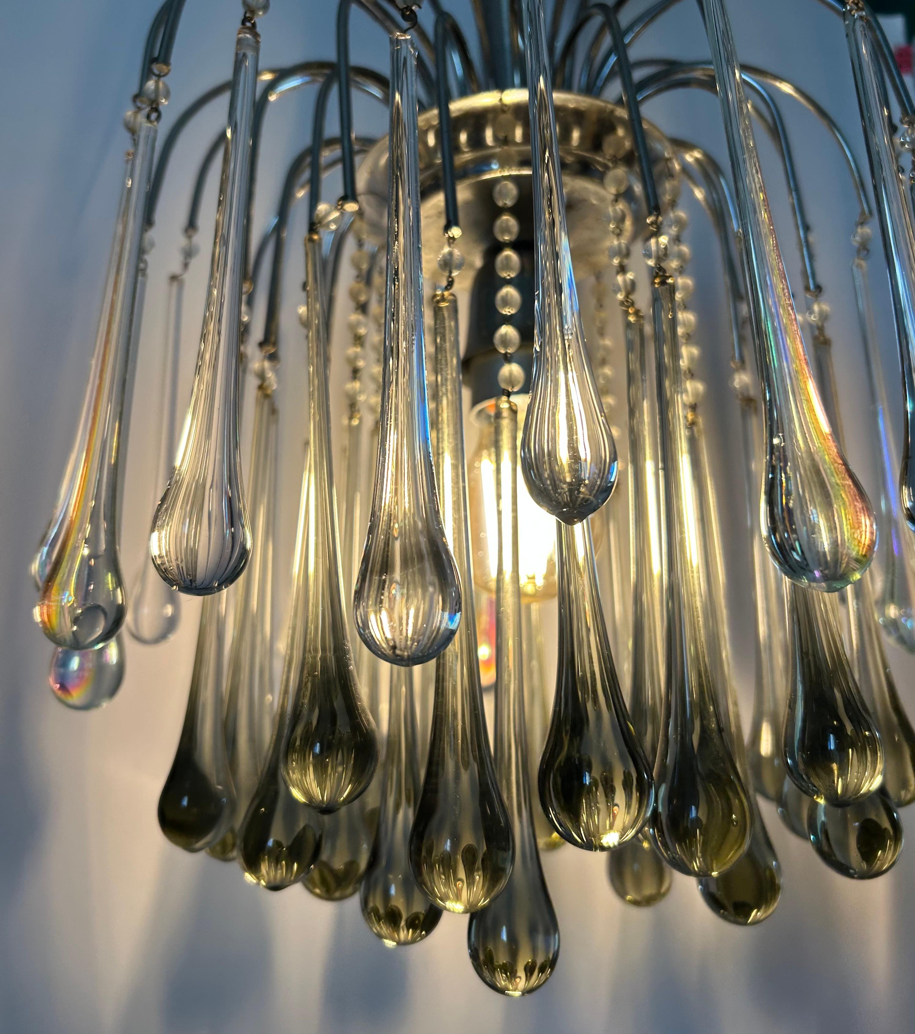 Italiano Silver Thunder, magnifico lampadario di Murano, anni '80 in vendita