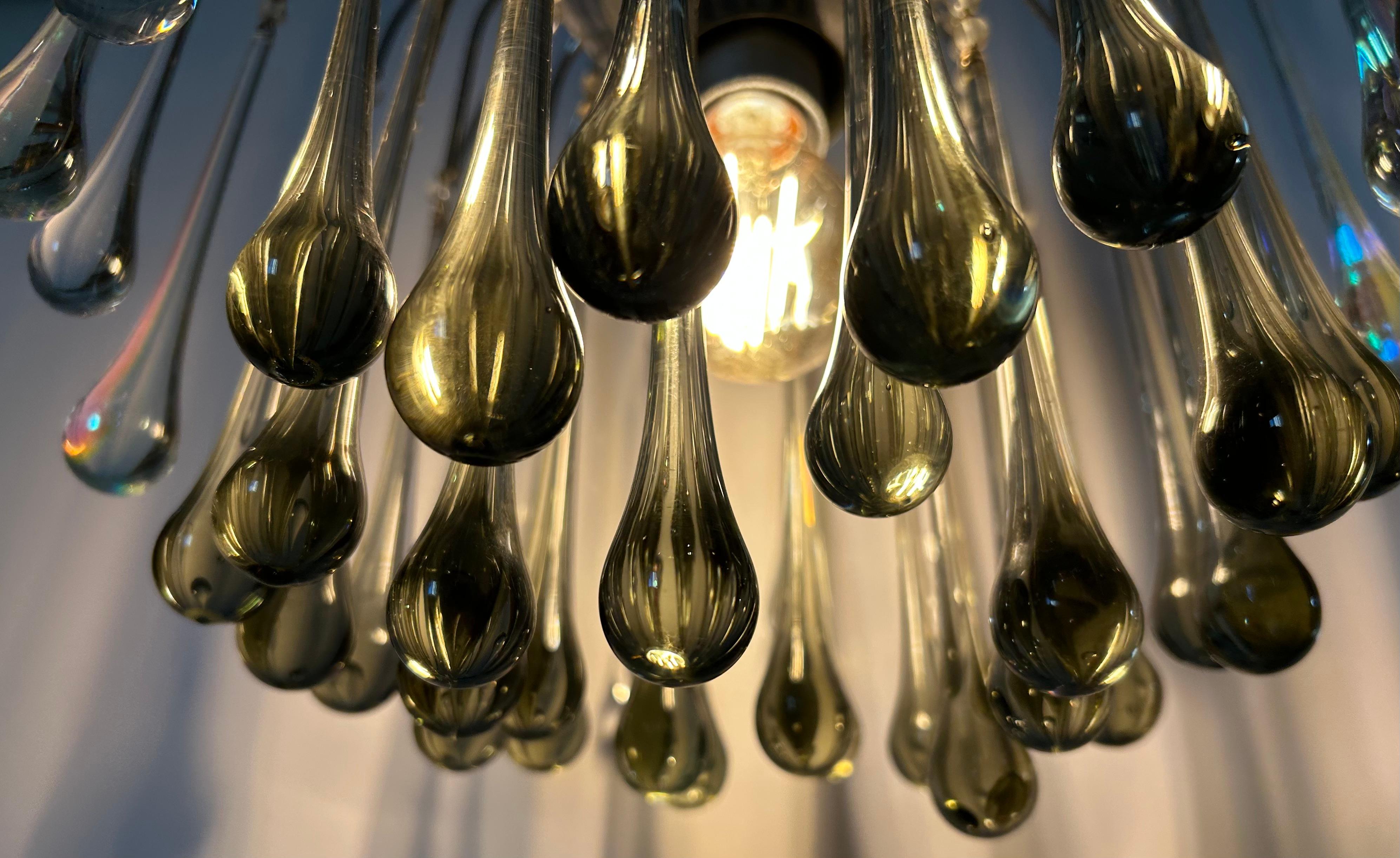 Metallo Silver Thunder, magnifico lampadario di Murano, anni '80 in vendita