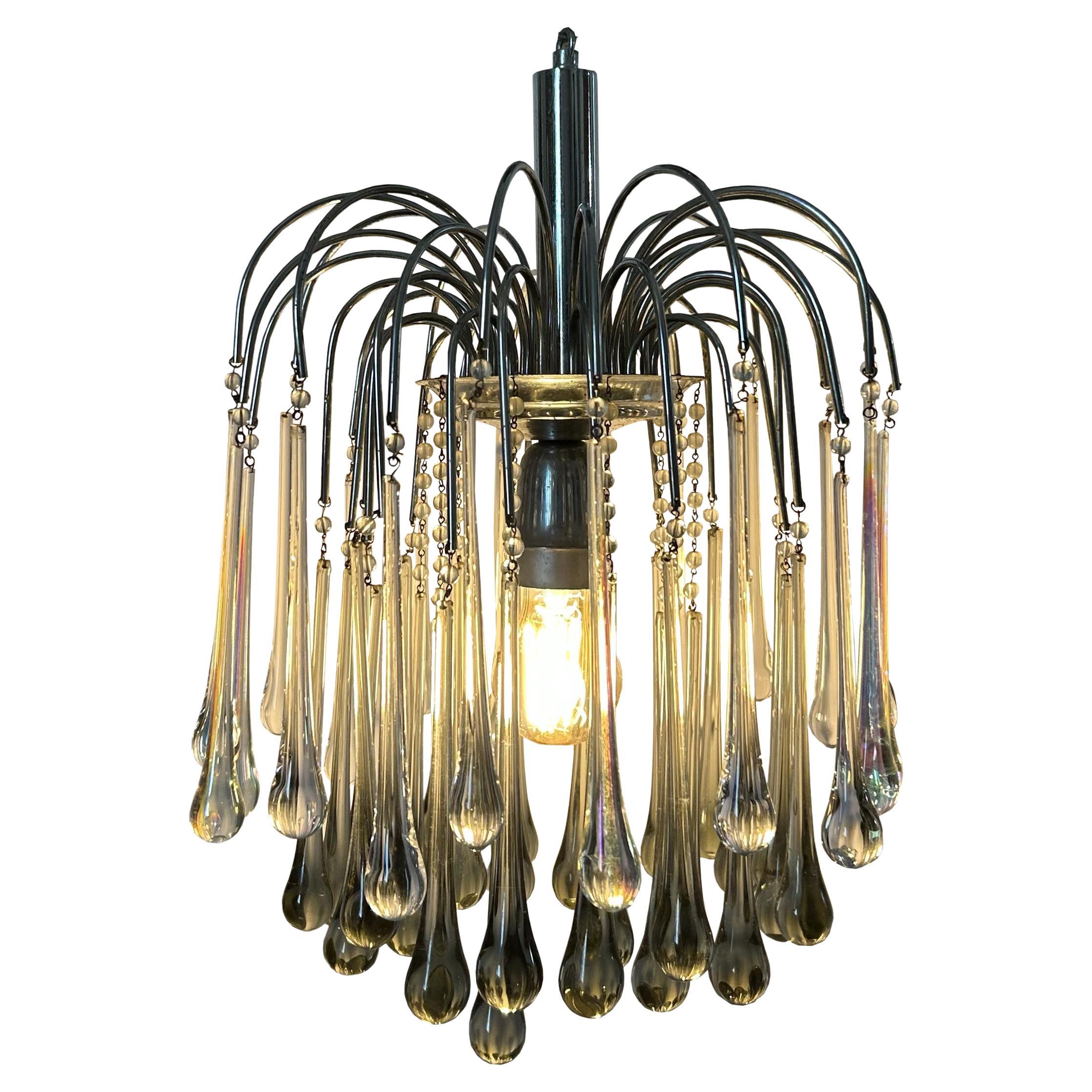 Silver Thunder, magnifico lampadario di Murano, anni '80 in vendita
