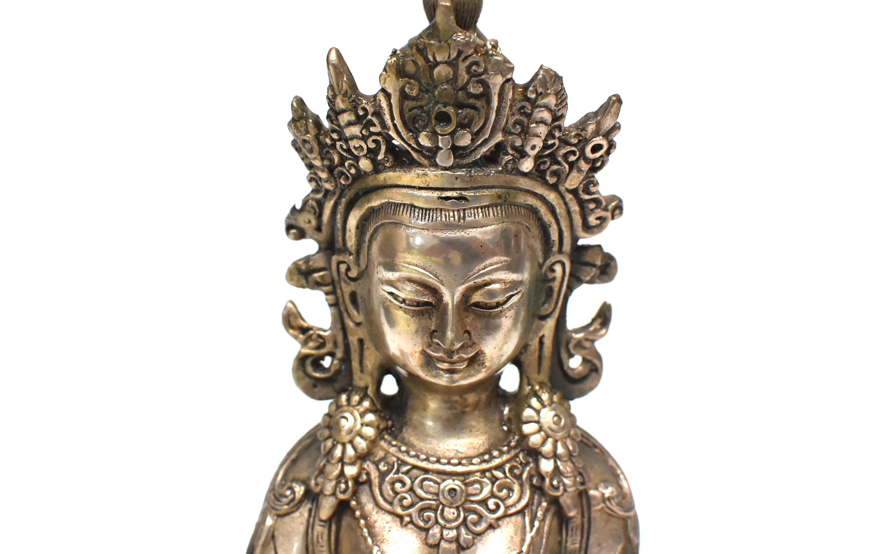 Silver Tibetan Amitayus Buddha In Good Condition In Somis, CA