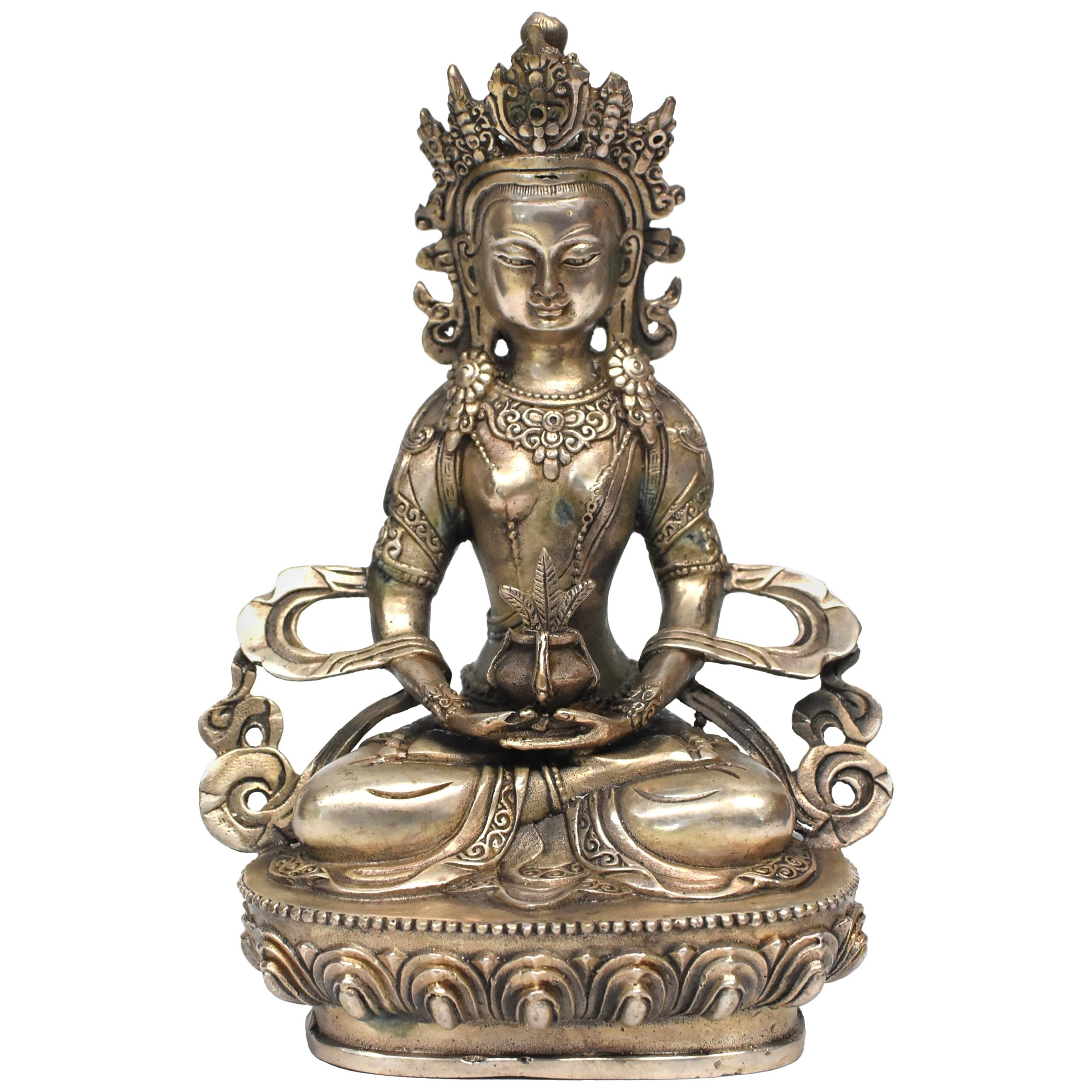 Silver Tibetan Amitayus Buddha