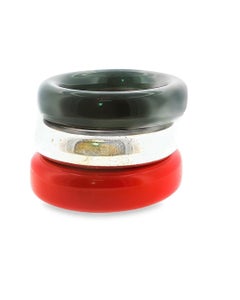 Silver Tiffany Trio of Red and Black Wide Bangle