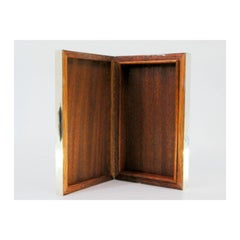 Silver tobacco box with engraved Belém Tower and wood-lined interior