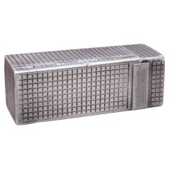 Silver toiletry box with lipstick holder and mirror with removable lid