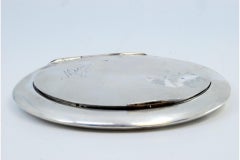 Silver toiletry box with mirror inside and hinged lid