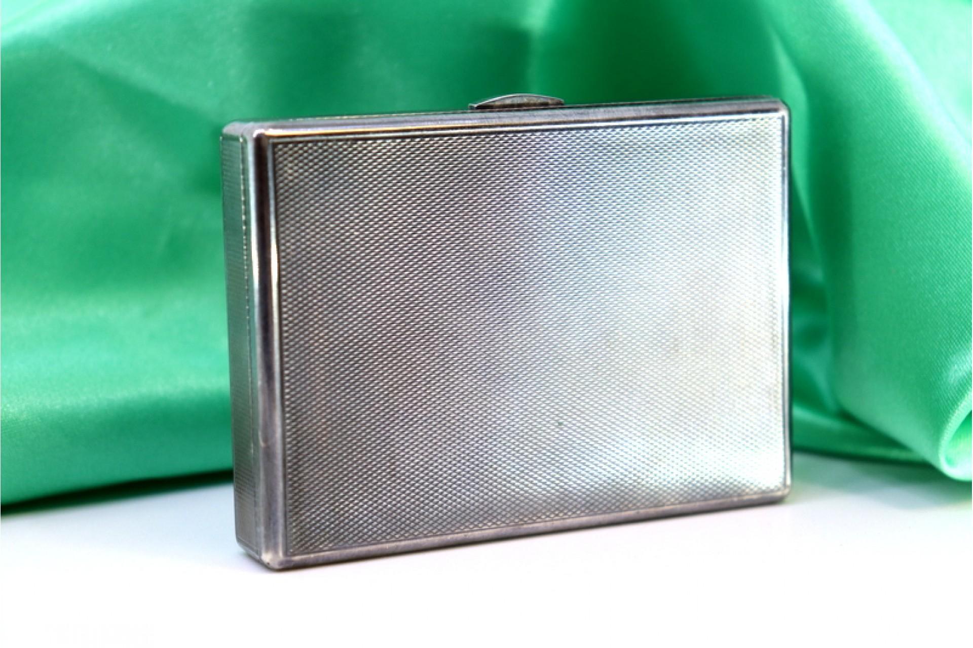 European Silver toiletry box with mirror, lipstick holder and powder container For Sale