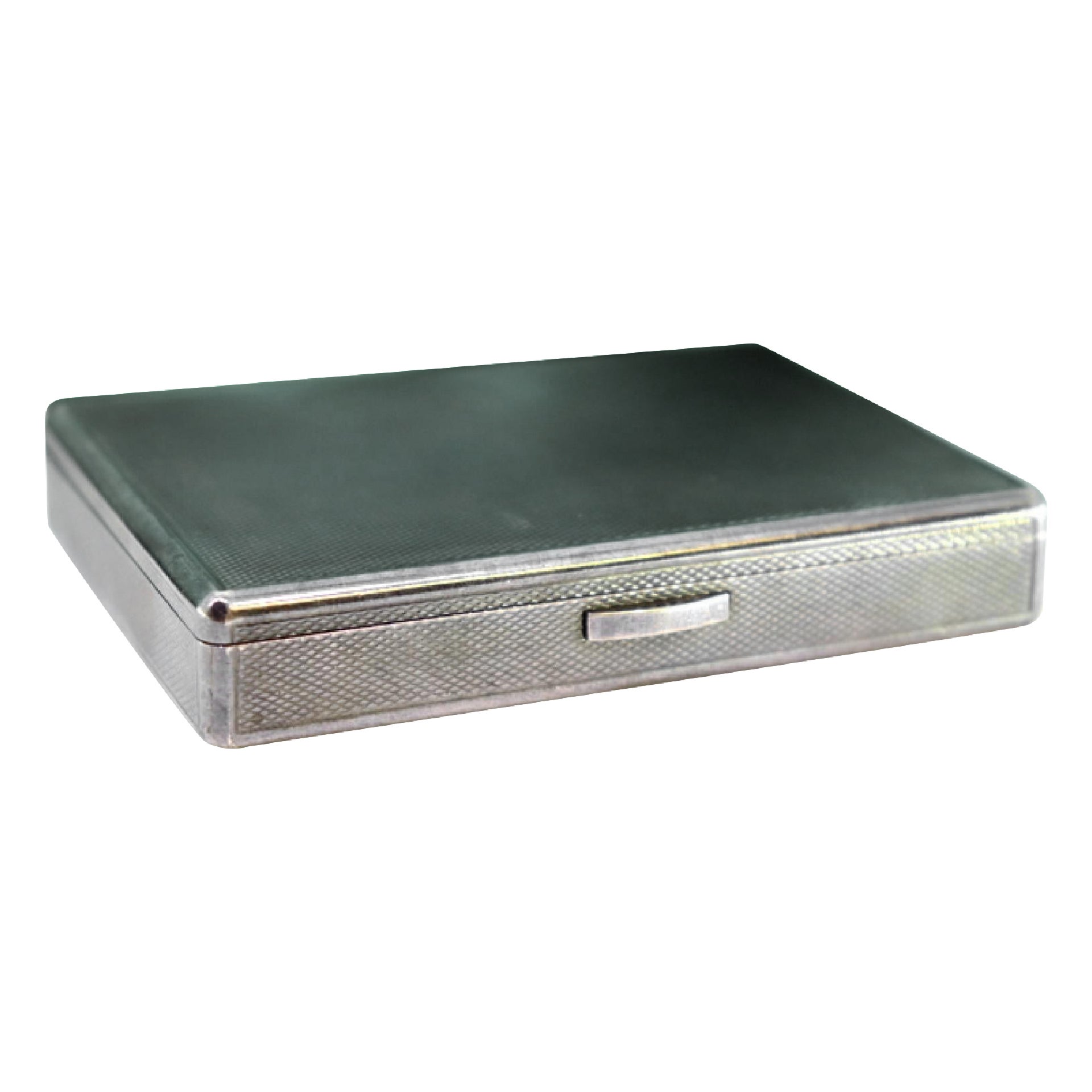 Silver toiletry box with mirror, lipstick holder and powder container