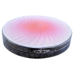 Silver toiletry box with mirror, vortex enameled lid Silver toiletry box with mirror, vortex enameled lid
