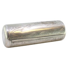 Silver toiletry box with tubular guilloche engraving and gold interior