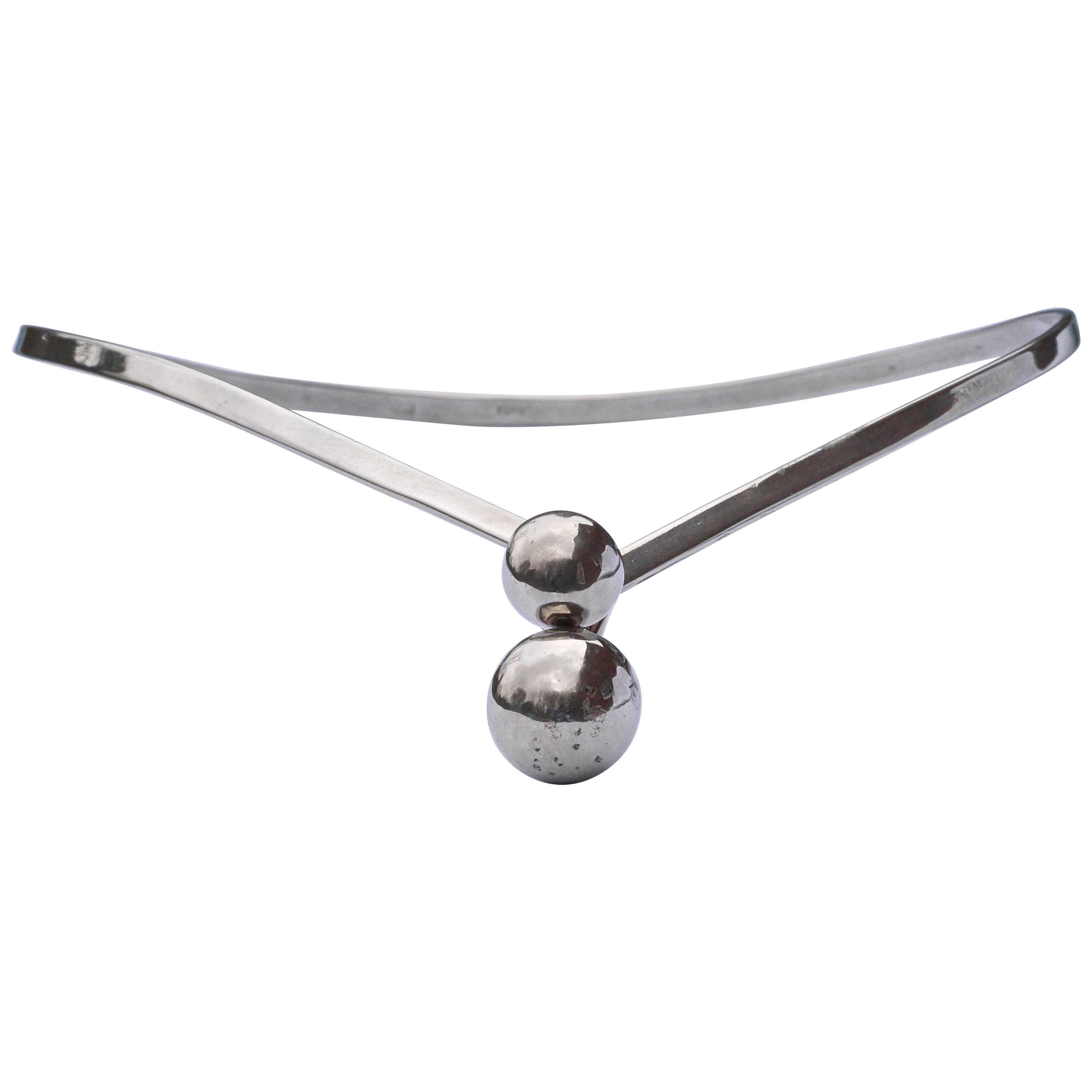 Silver Tone Balls Vintage Torque Necklace