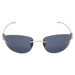 Silberfarbene silberfarbene Cartier Panthere-Sonnenbrille ohne Rand