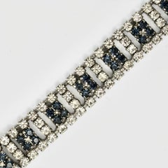 Silver Tone Clear and Blue Rhinestones Bracelet circa 1950s
