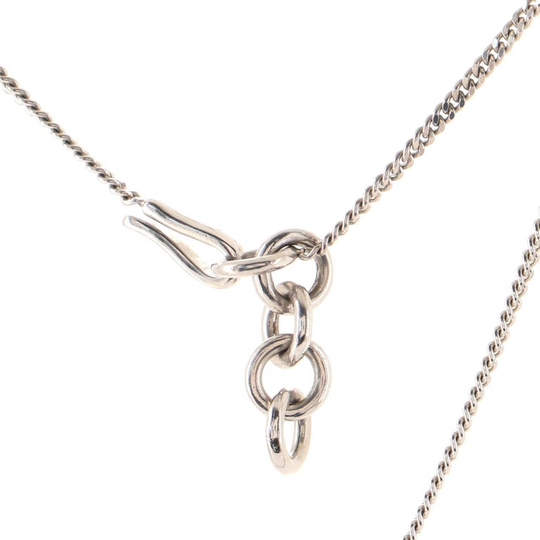 Silver-Tone Long Chain Chanel CC Necklace Features a Solid CC Logo ...