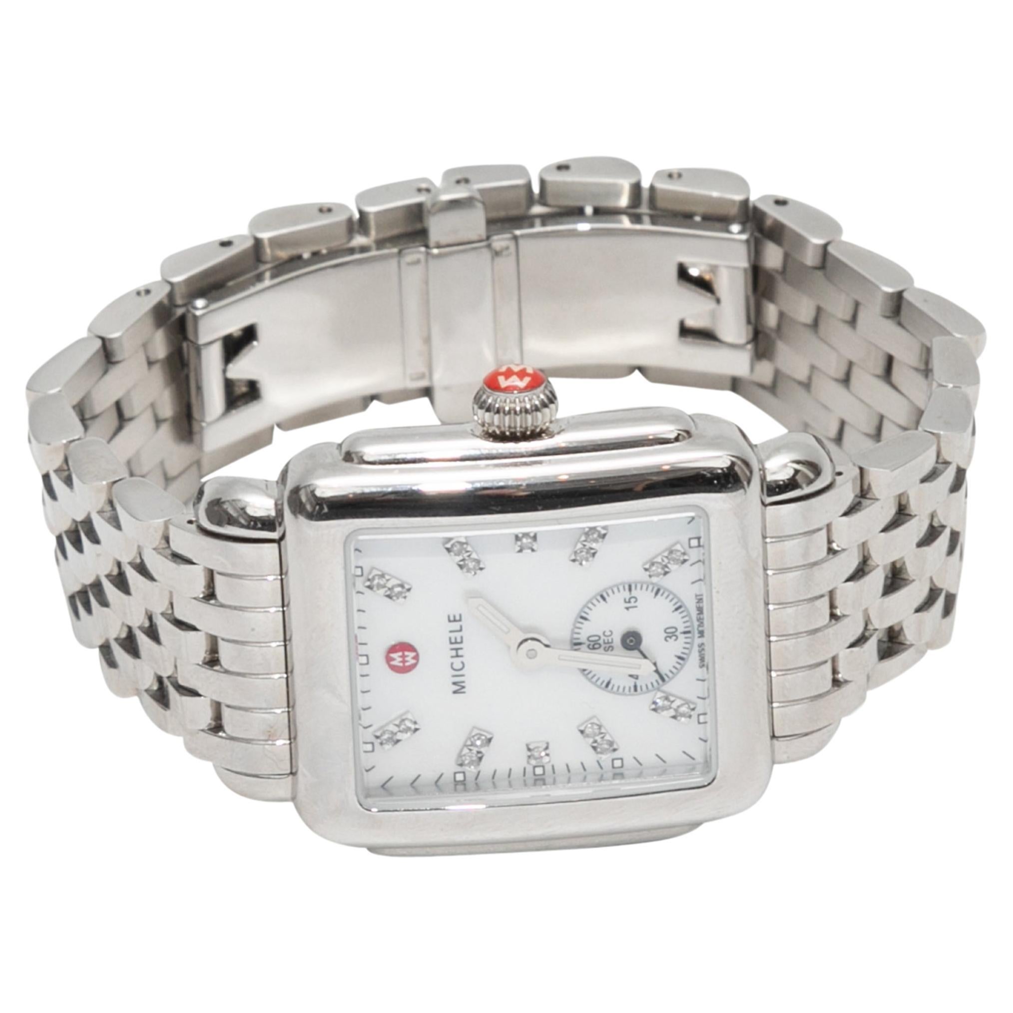 Silberfarbene Michele Deco-Uhr im Angebot