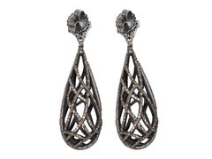 Silver-Tone & Pave Diamond Bavna Teardrop Pierced Earrings