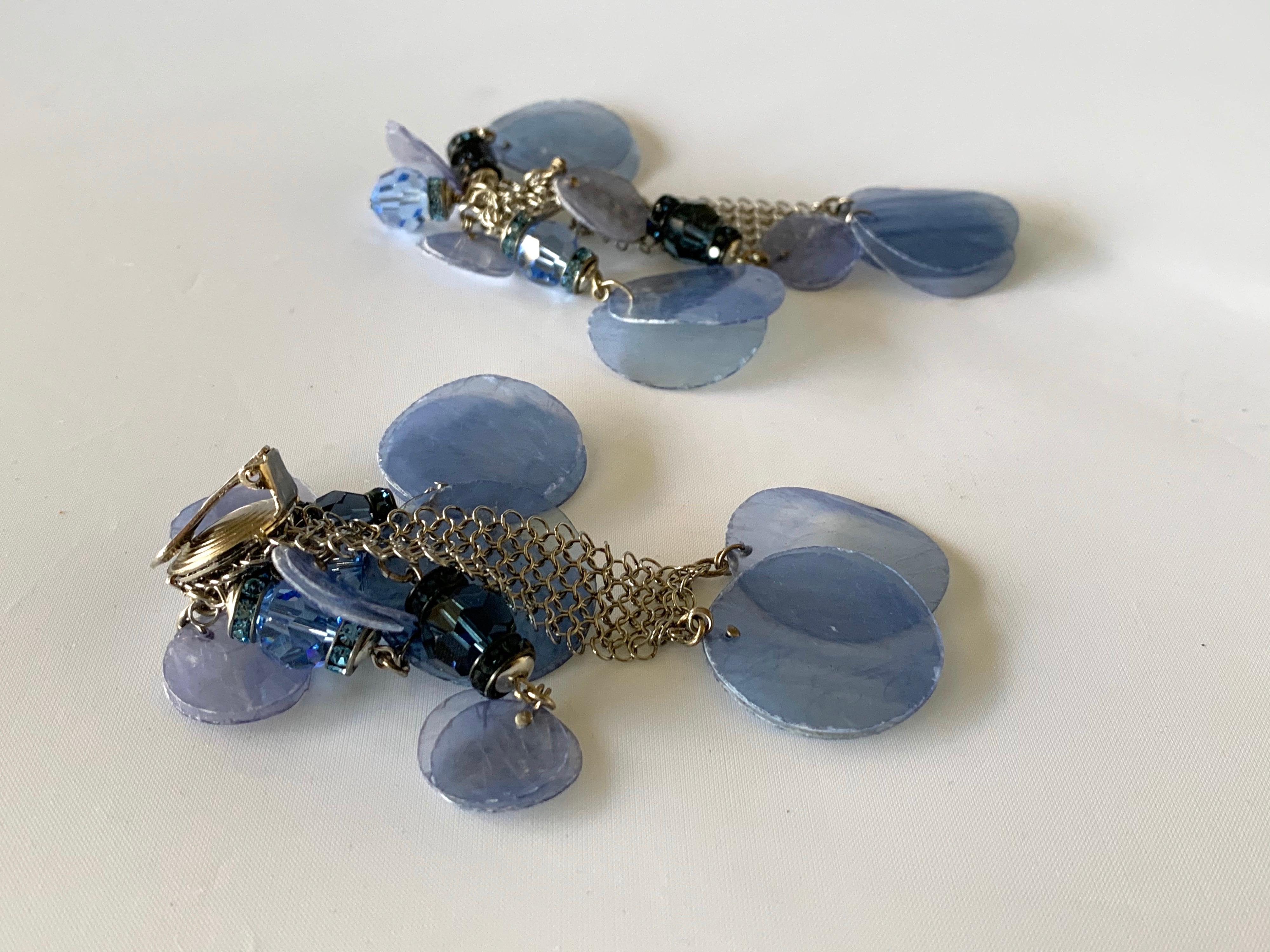 Contemporary  Periwinkle Blue Fringe Statement Earrings 