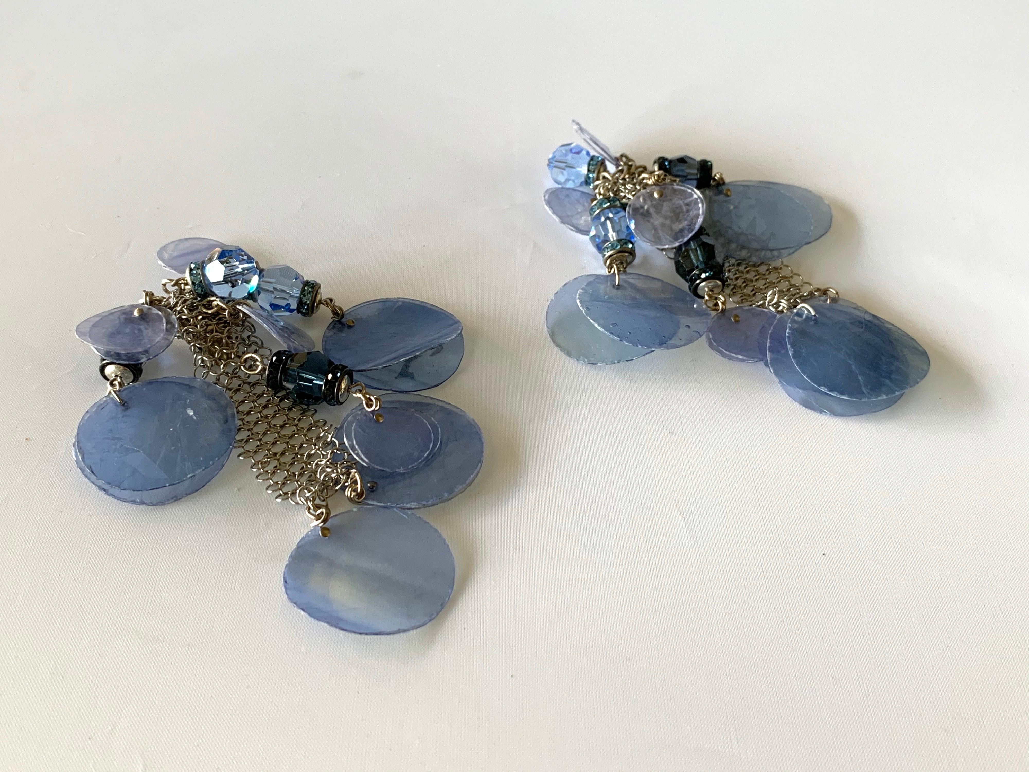 Women's  Periwinkle Blue Fringe Statement Earrings 