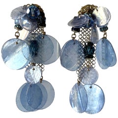  Periwinkle Blue Fringe Statement Earrings 