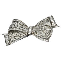 Silver Tone Rhinestones Bow Statement Brooch circa 1930s
