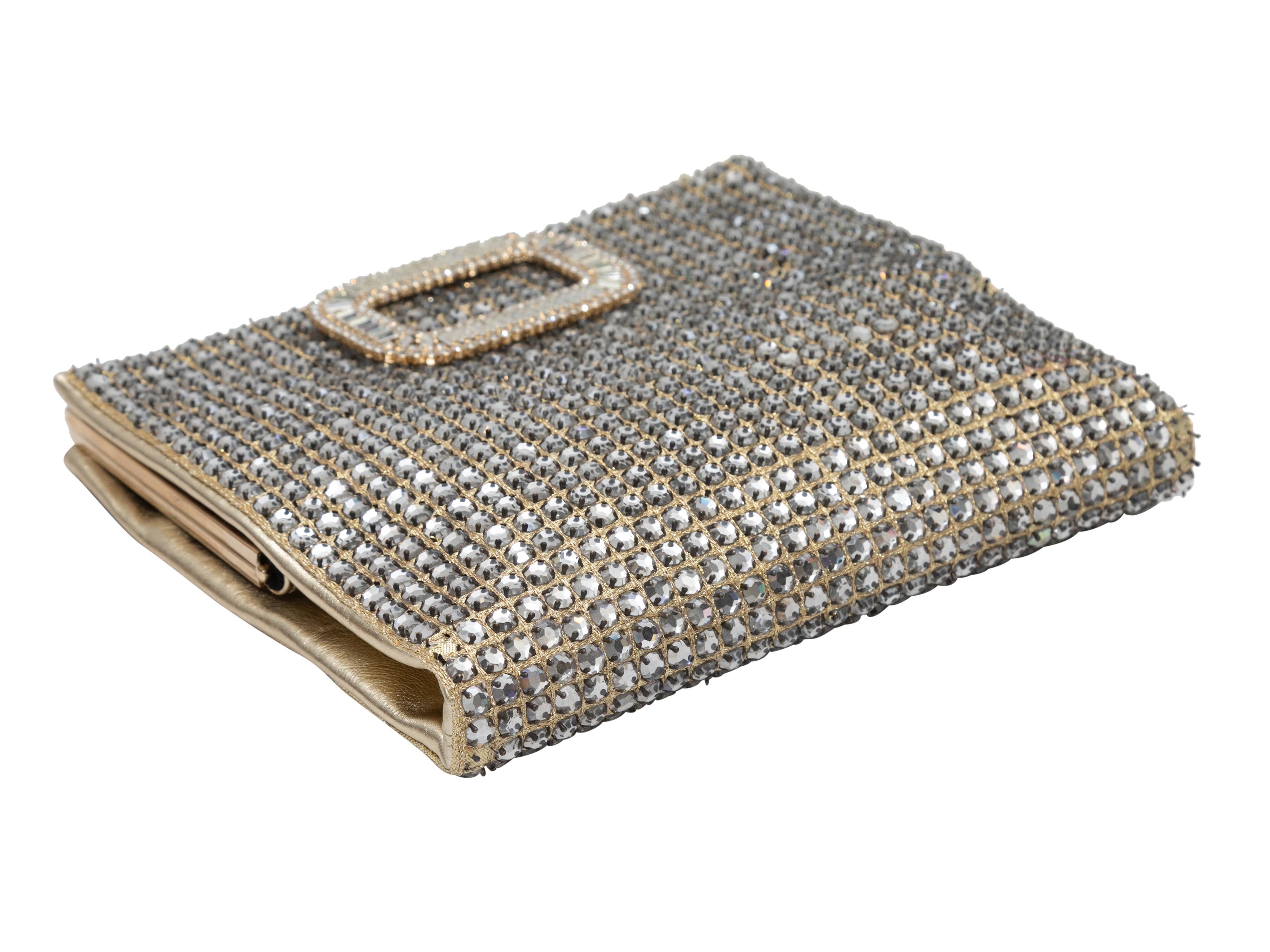 Silver-Tone Roger Vivier Crystal Evening Bag In Good Condition For Sale In New York, NY