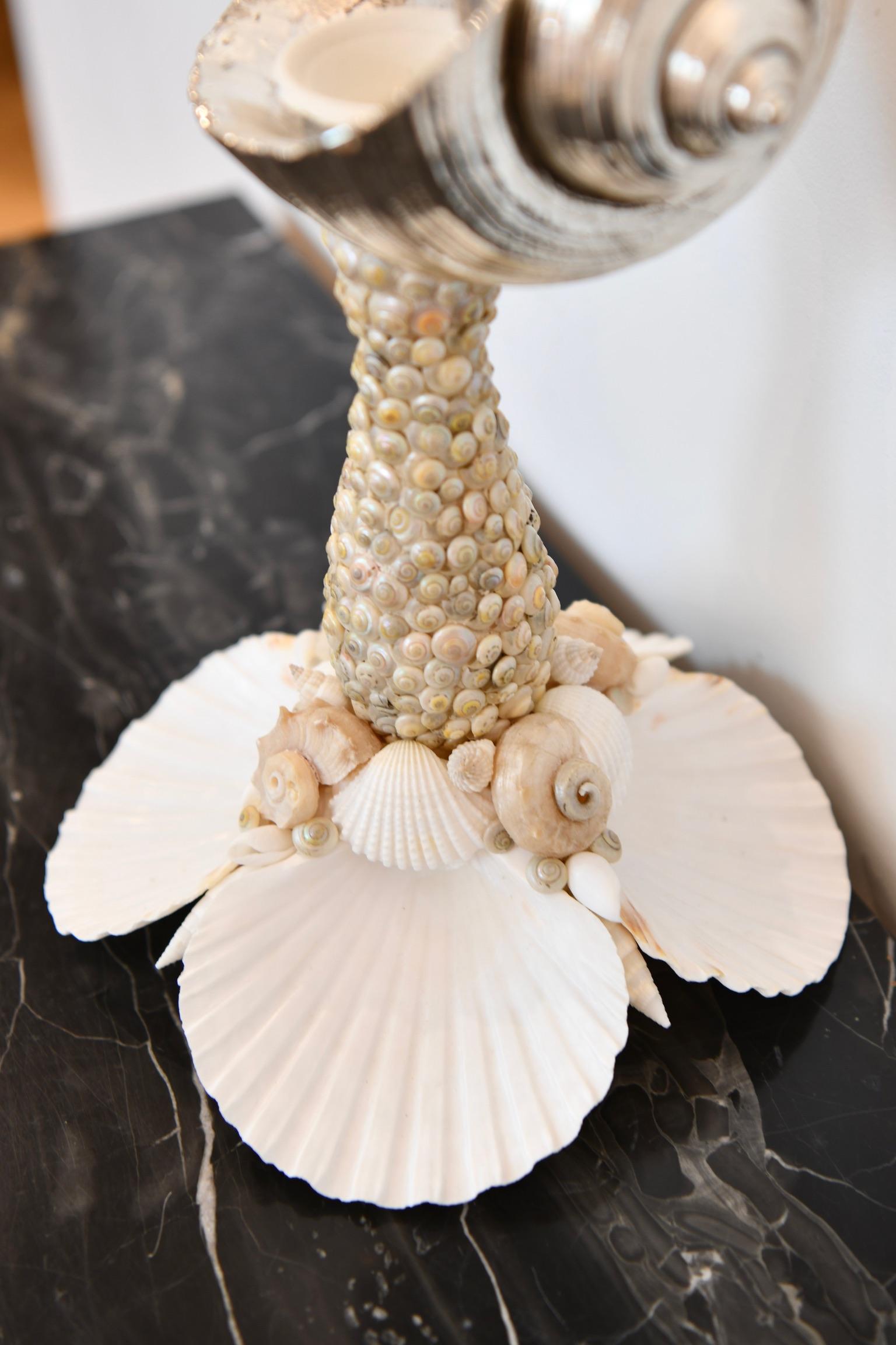 Silver Tone Seashell Candlestick For Sale 5