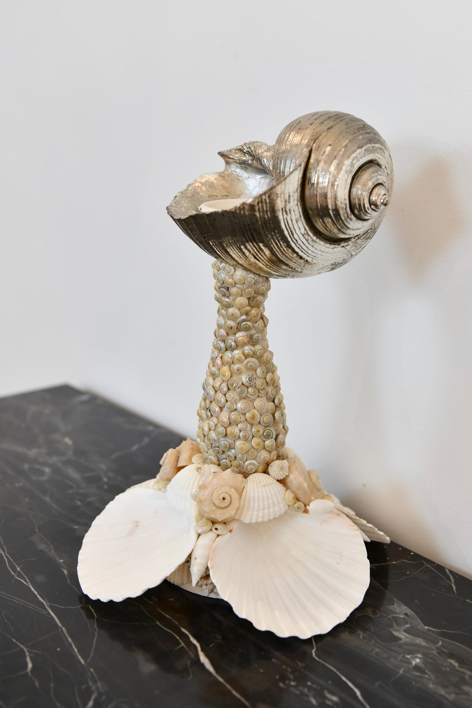 Silver Tone Seashell Candlestick For Sale 8