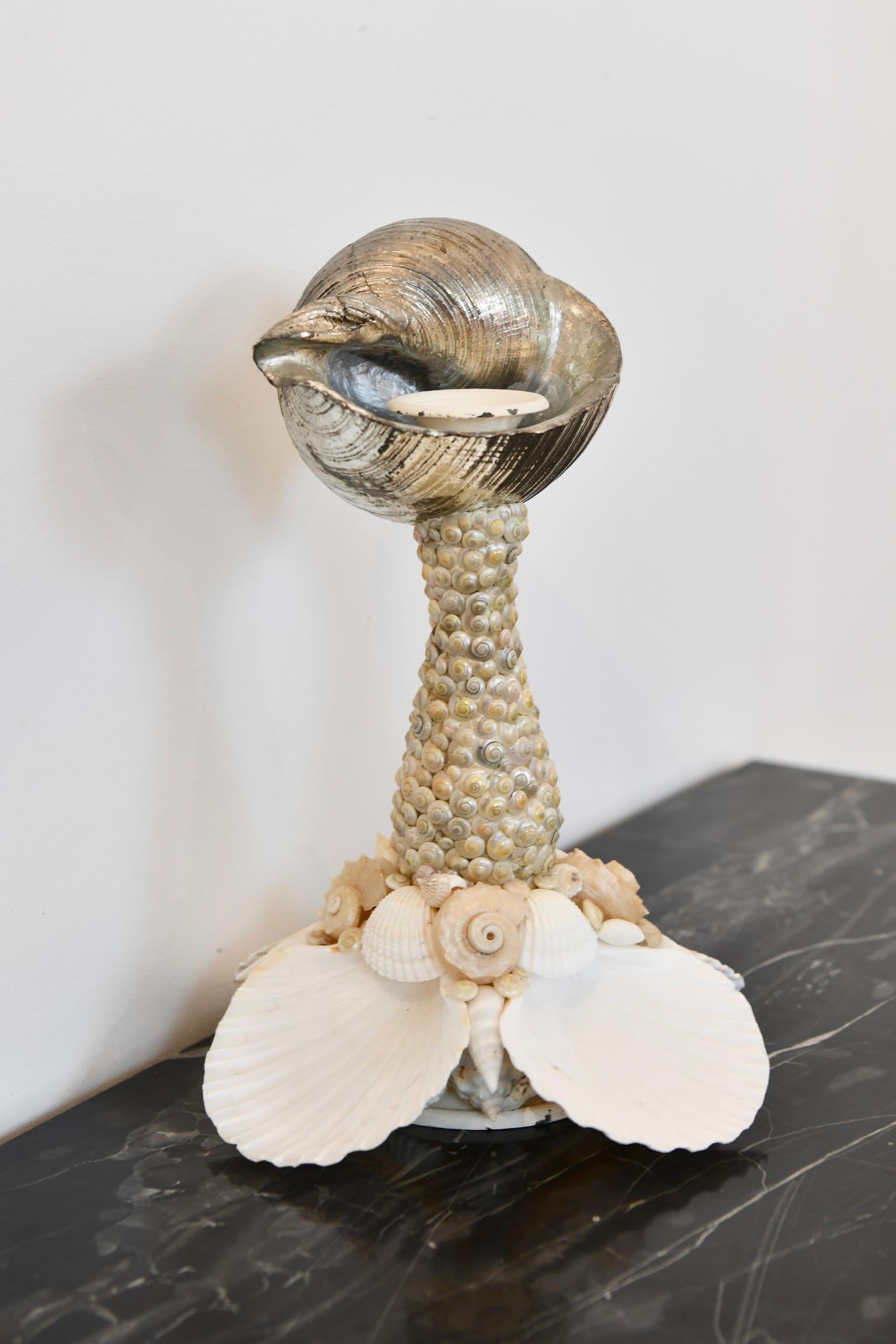Silver Tone Seashell Candlestick For Sale 10