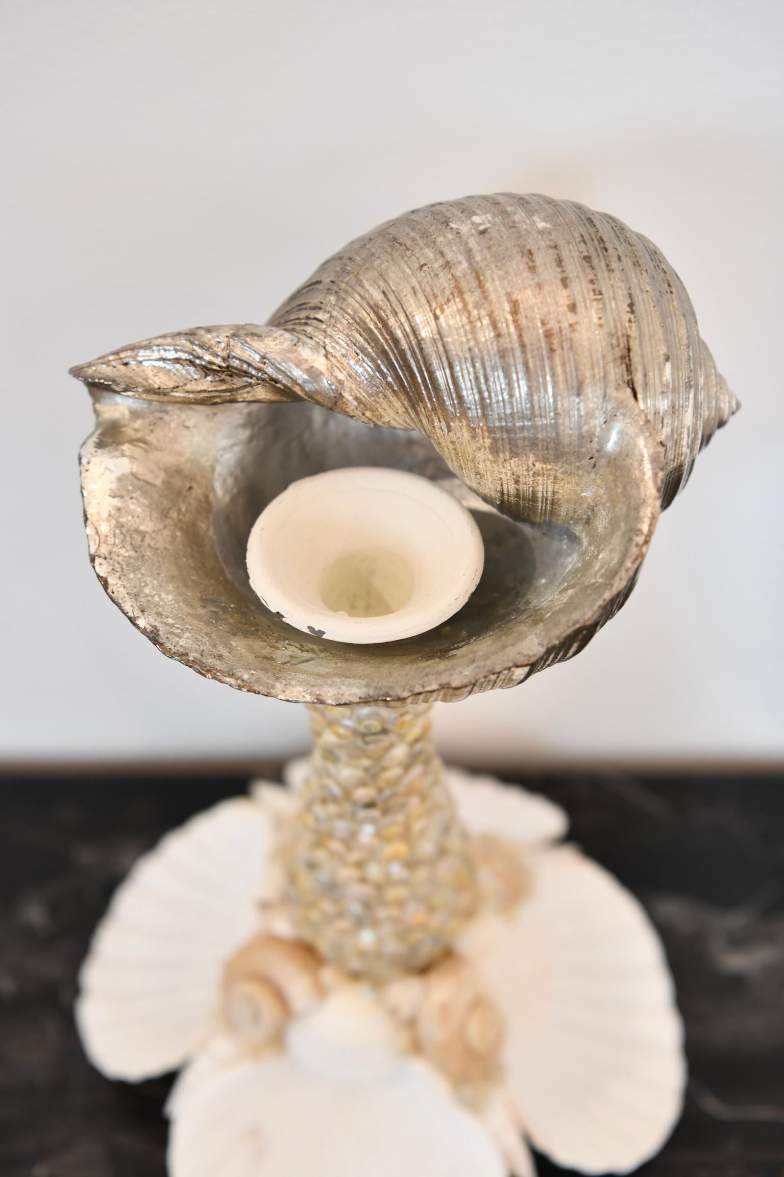 Silver Tone Seashell Candlestick For Sale 11