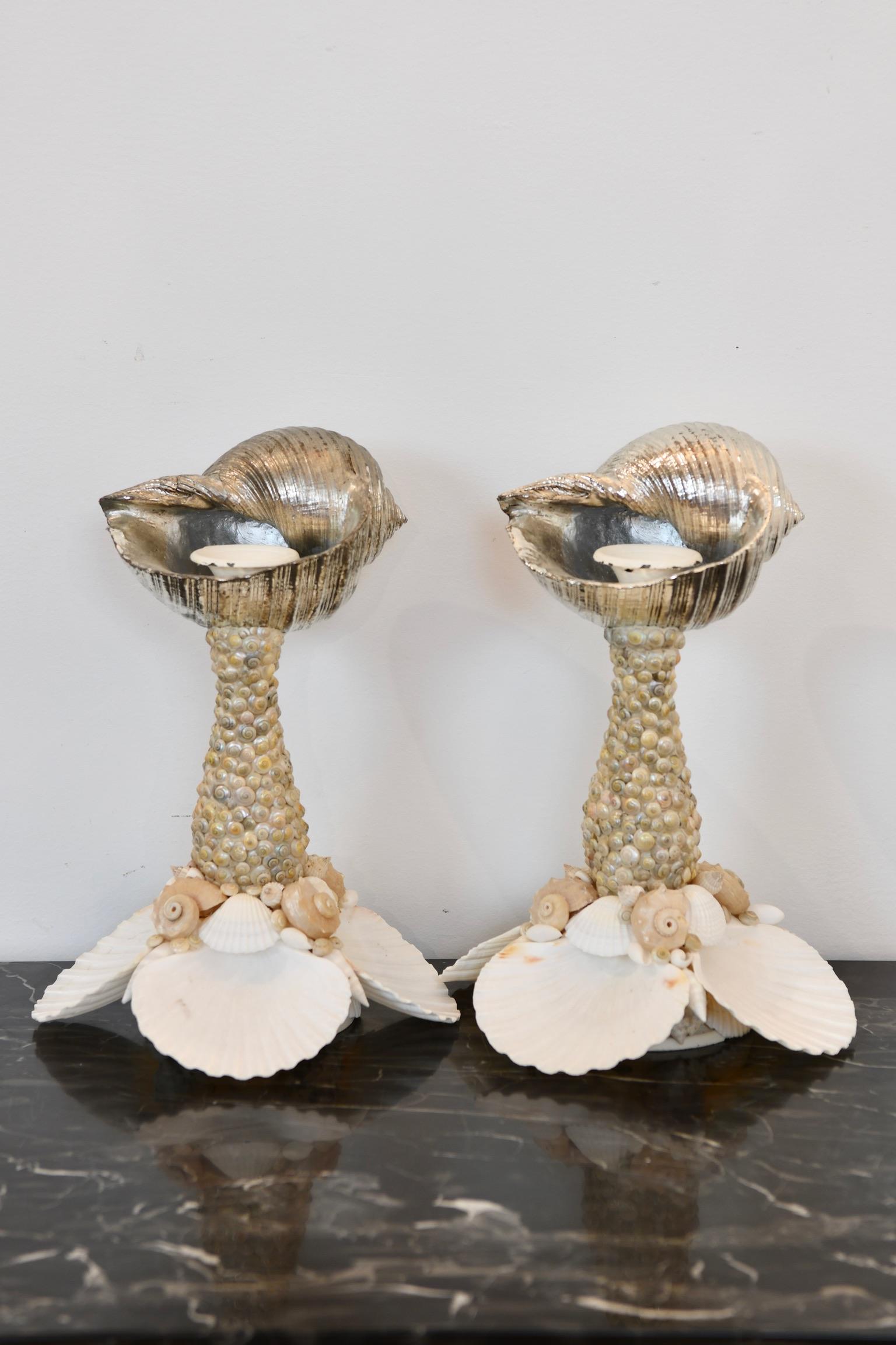 Silver Tone Seashell Candlestick For Sale 13