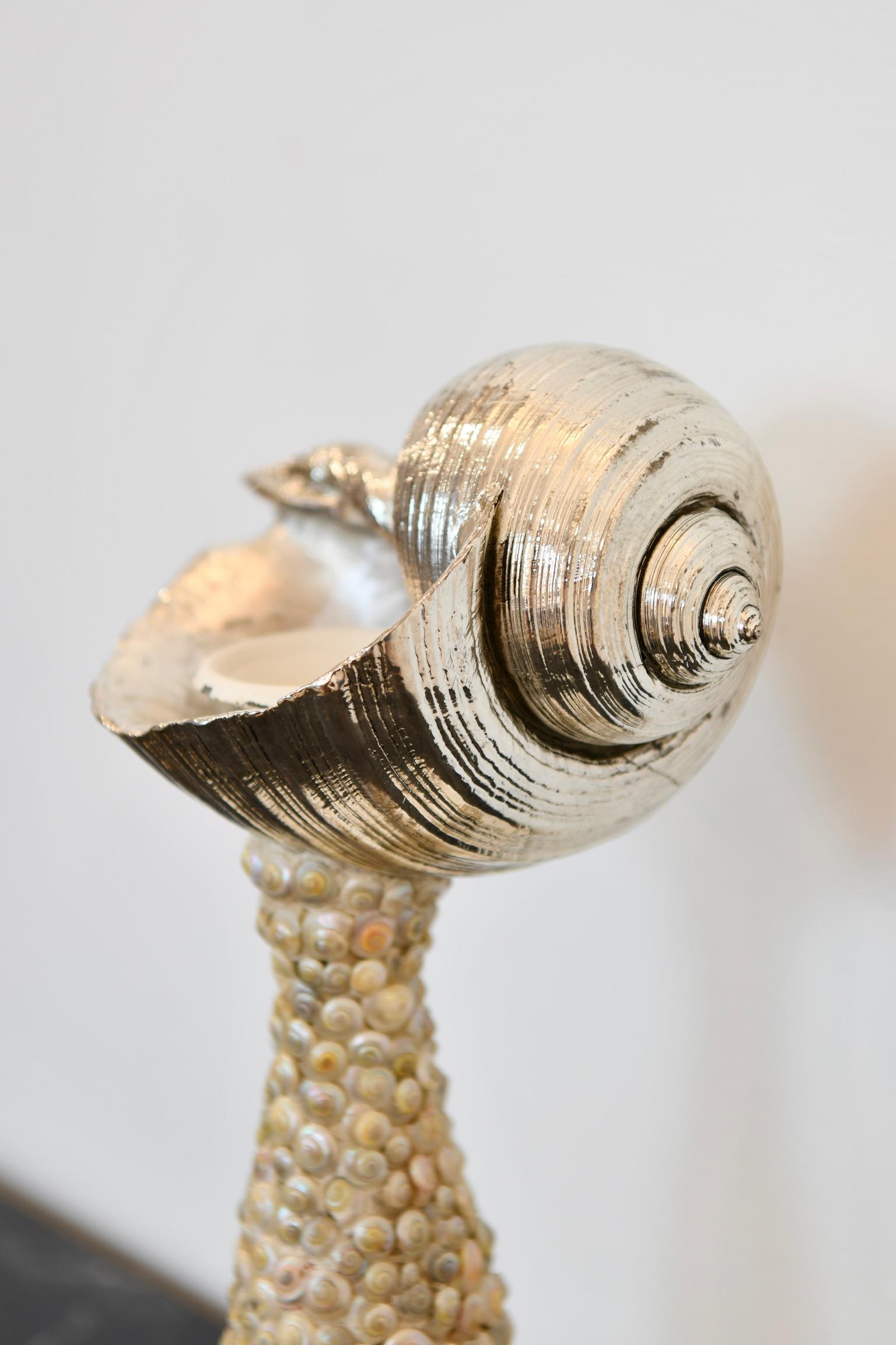 Silver Tone Seashell Candlestick For Sale 1