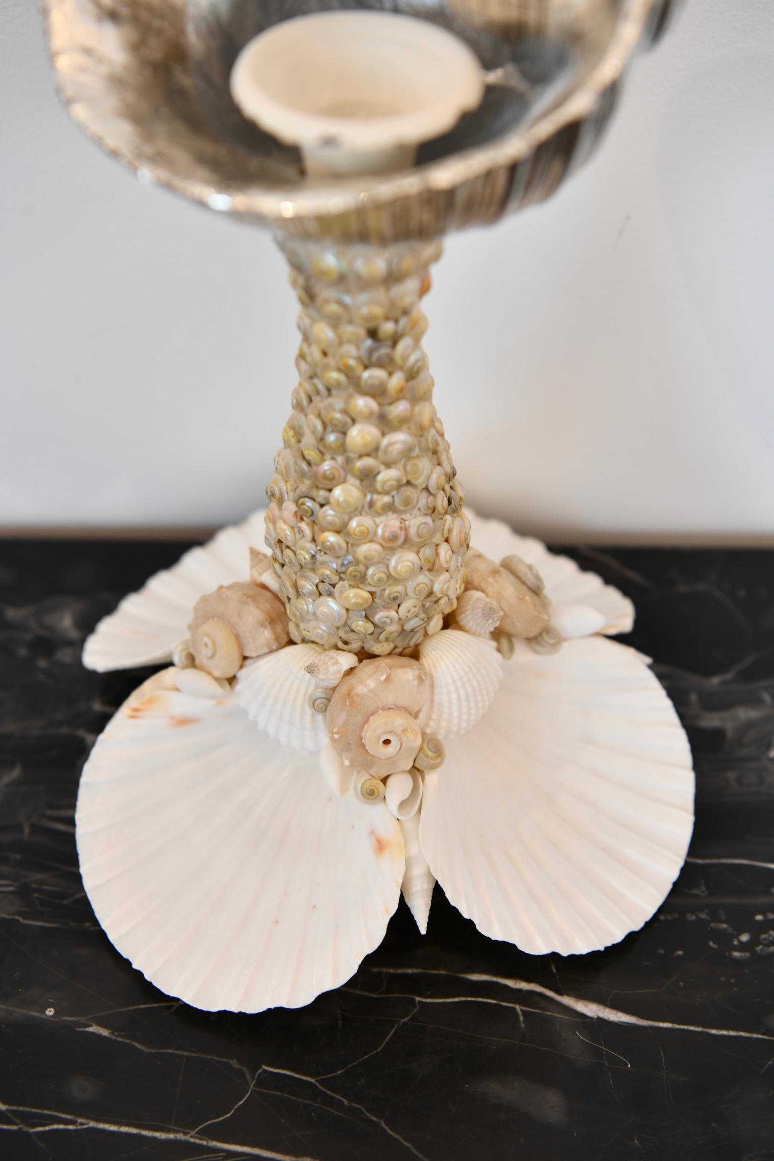 Silver Tone Seashell Candlestick For Sale 3
