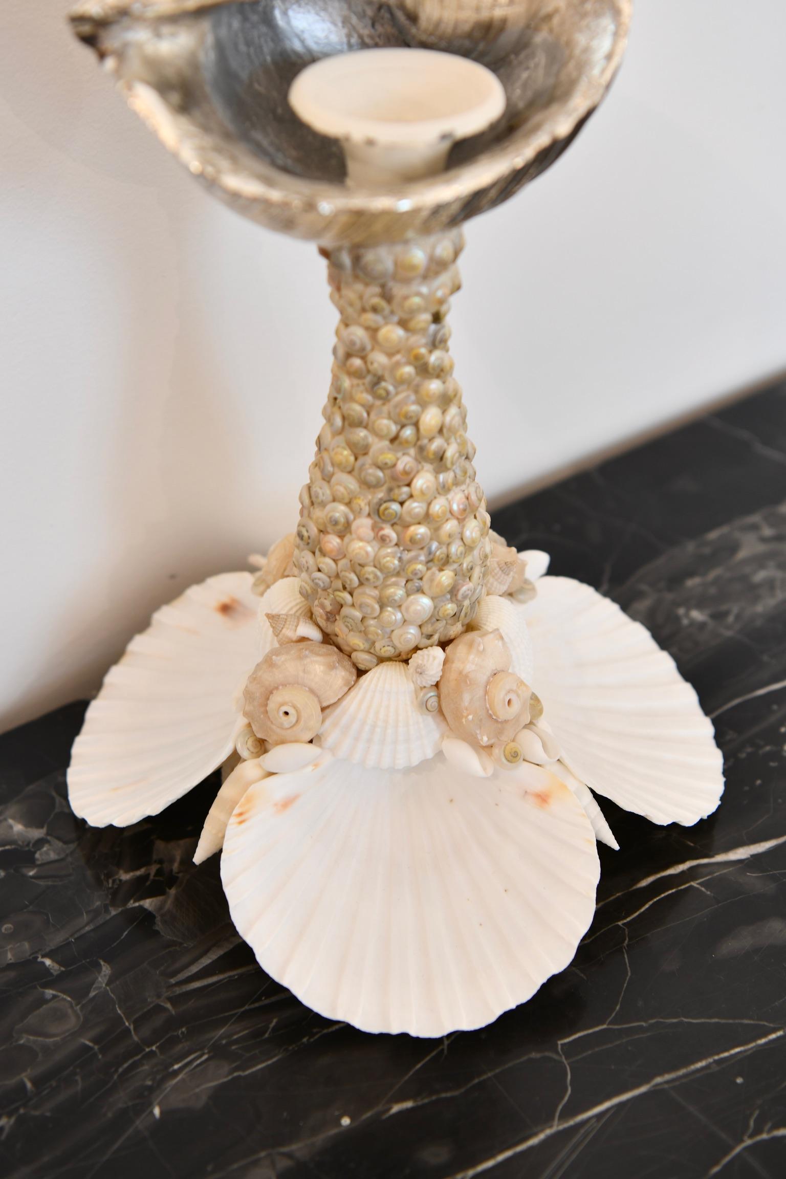 Silver Tone Seashell Candlestick For Sale 4