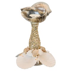 Silver Tone Seashell Candlestick