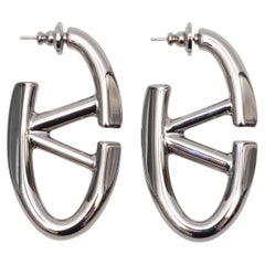 Silver-Tone Valentino Logo Hoop Earrings