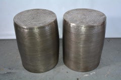Silver Toned Drum Shap Garden Seats or Side Tables
