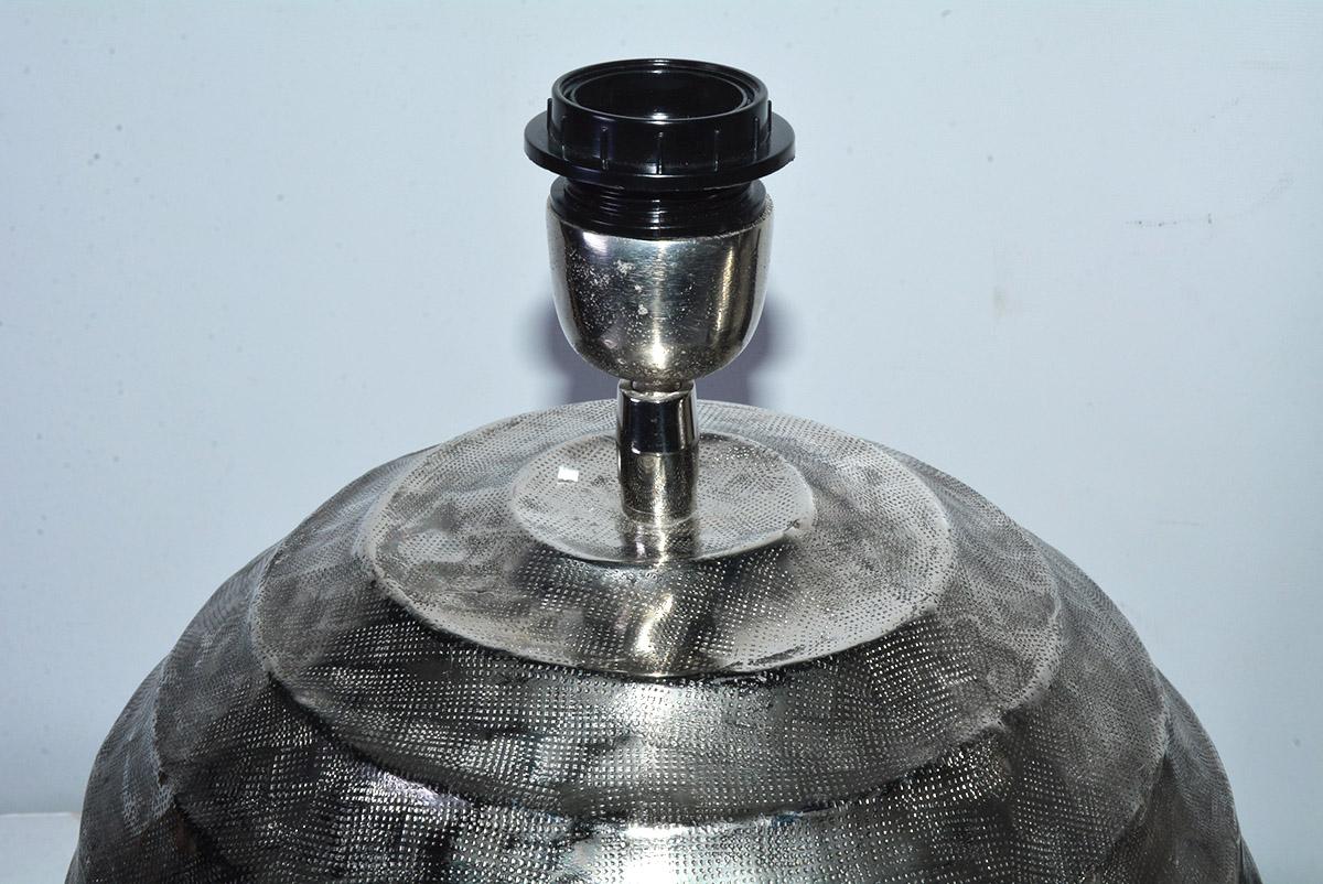 Hand-Crafted Silver Toned Metal Base Jar Lamps