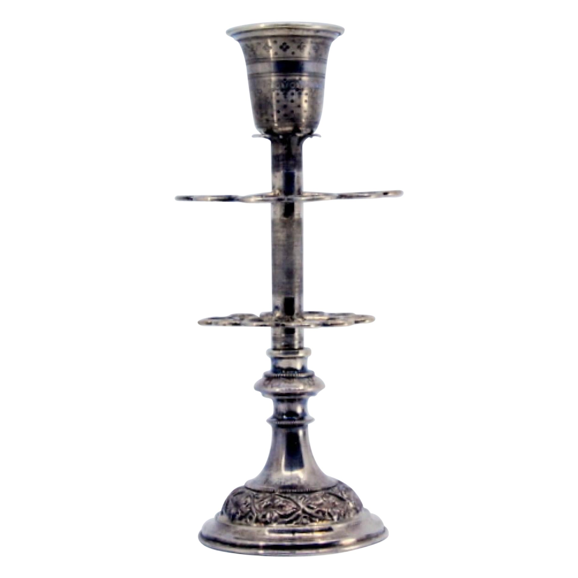 Silver toothpick/cigar holder w/ round base w/ palms, golden cup 
cigar holder For Sale