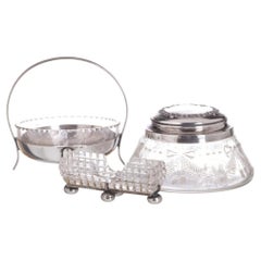 Silver - Toothpick holder; box and bowl for appetizers - 19th century
