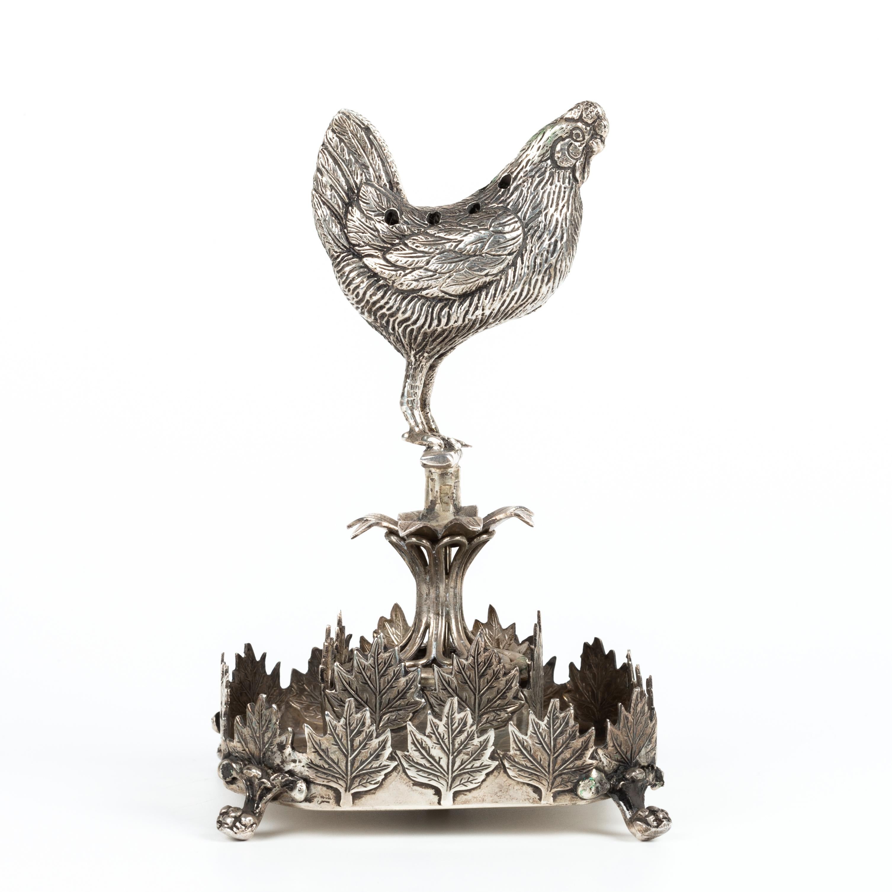 Porta stuzzicadenti in argento - Pollo In condizioni buone in vendita a Porto, PT