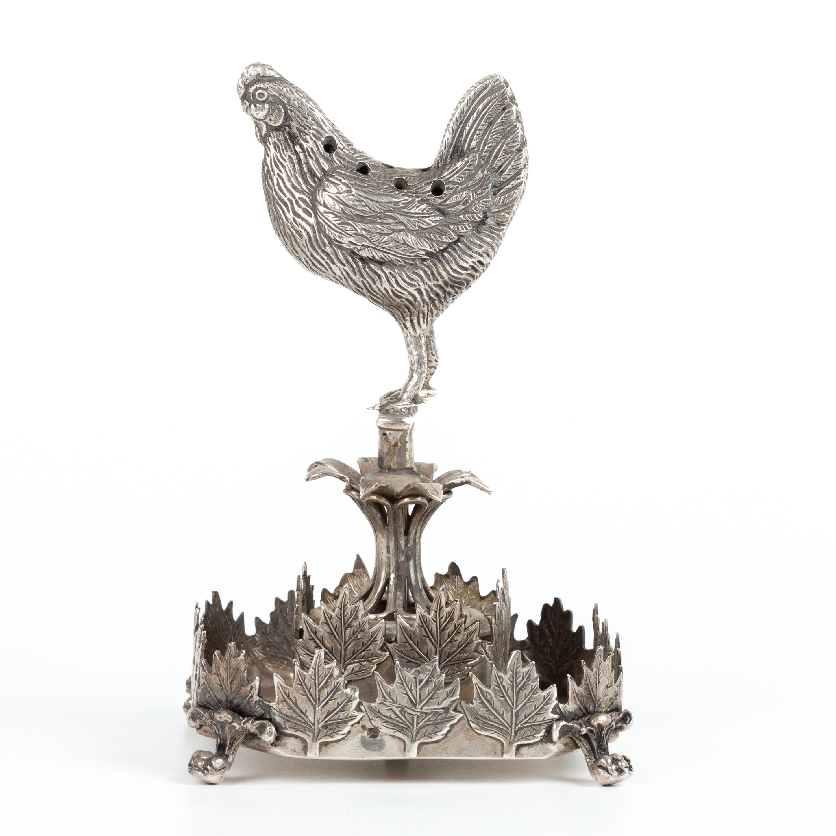 XX secolo Porta stuzzicadenti in argento - Pollo in vendita